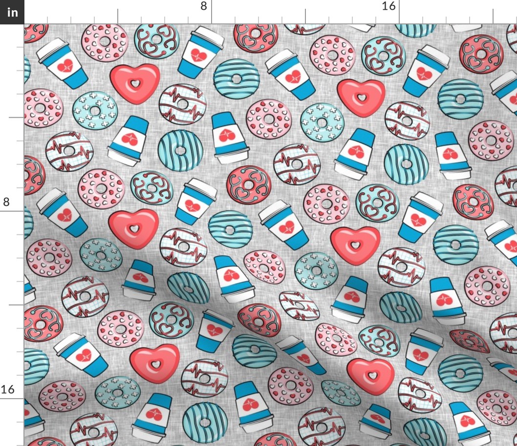 nursing donuts and coffee - medical doctor - red and blue - LAD20