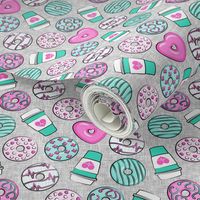 (small scale) nursing donuts and coffee - medical doctor - pink & teal - LAD20