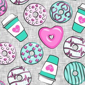 nursing donuts and coffee - medical doctor - pink & teal - LAD20