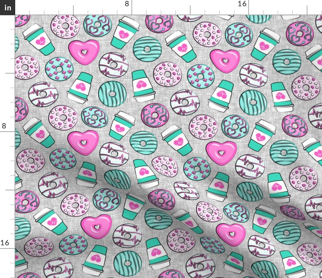nursing donuts and coffee - medical doctor - pink & teal - LAD20