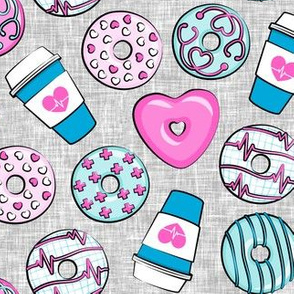 nursing donuts and coffee - medical doctor - pink & blue - LAD20