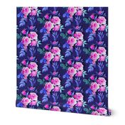 Little Magenta and Indigo Rose Chintz