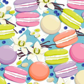 Delicate Macaron with fragrant vanilla, pink, lilac, green