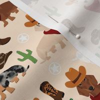 dachshund western fabric - cowboy hat, boots fabric - cream