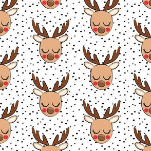 Cute Reindeer - Christmas Holiday fabric - cheeks on polka dots - LAD20