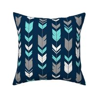 Arrow Feathers - aqua on navy