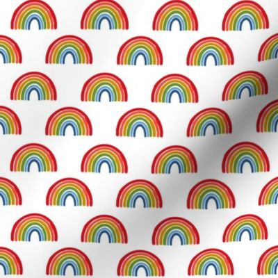 rainbow fabric - primary colors rainbow - white