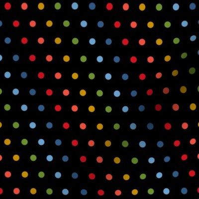rainbow dots fabric - minimal cute rainbow dots - black