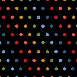 rainbow dots fabric - minimal cute rainbow dots - black