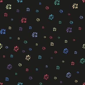 stylized flowers - small blooming flowers on black