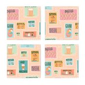 Large Pastel Cafe Retro Menu Stamps // © ZirkusDesign Italian Coffee Bar Yumminess // Gelato, Biscotti, Latte, Macchiato, Cappucino, Mocaccino, Doppio, Pizzelle, Romano, Bomboloni, Affgogato, Shakerato, Torta, Caprese // Italy Food and Drink