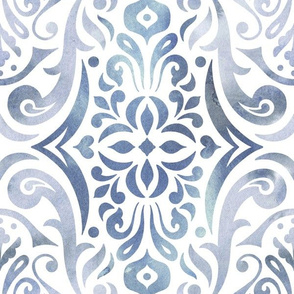 Watercolor damask - clear waters - large scale