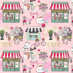 Paris Cafe Fabric, Wallpaper and Home Decor | Spoonflower