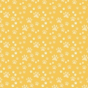 Pawprints Tiny Light Yellow on Sunny Yellow