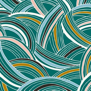 Flight Pattern - Modern Geometric Lines Meadow Teal Regular Scale