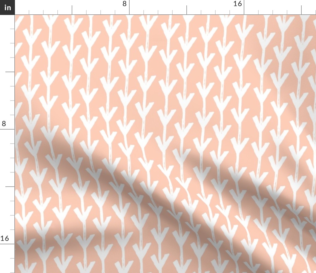 6" Peach and White Boho Arrows Print