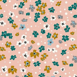 Petite Fleur - Boho Floral Meadow Blush Pink Regular Scale