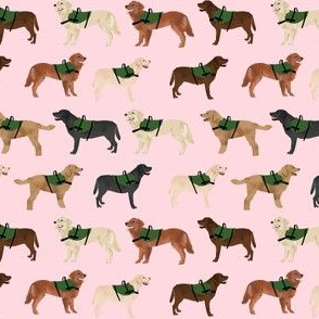 service dogs fabric - dog, golden retriever, labrador, doodle dogs - pink
