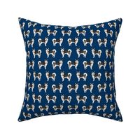 malamute fabric - alaskan malamute with curly tail fabric - navy