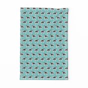 malamute fabric - alaskan malamute with curly tail fabric - light blue