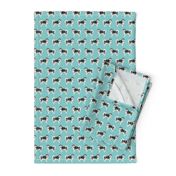 malamute fabric - alaskan malamute with curly tail fabric - light blue