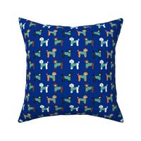 poodles in scrubs fabric - dog, vet, pet, - blue