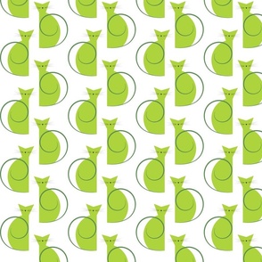 cats - luna cat lime - cats fabric