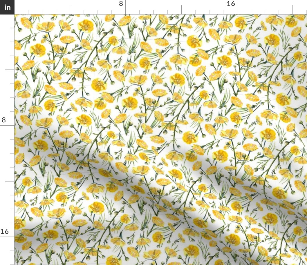 Super Micro Ditsy Buttercups | White