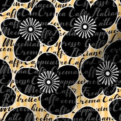 Retro Caffè Flowers - black-orange