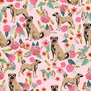 anatolian shepherd dog vintage florals fabric - dog breed - pink