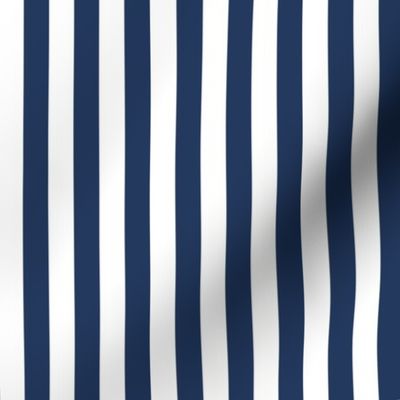 1/2" Navy and White Stripes -  Vertical - Navy Blue / Navy Peony - Half Inch / 1/2 Inch / Half In / 1/2 In / 1/2in / 0.5 Inch
