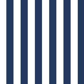 1/2" Navy and White Stripes -  Vertical - Navy Blue / Navy Peony - Half Inch / 1/2 Inch / Half In / 1/2 In / 1/2in / 0.5 Inch