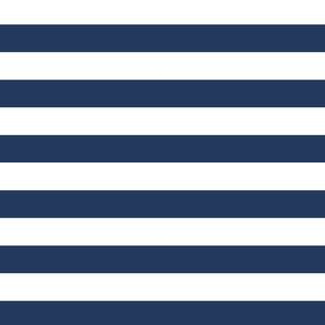 1/2" Navy and White Stripes - Horizontal - Navy Blue / Navy Peony  - Half Inch / 1/2 Inch / Half In / 1/2 In / 1/2in / 0.5 Inch