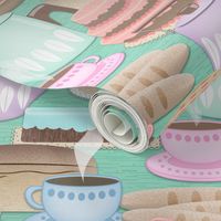 Pastel Cafe Goodies // Cakes, Bread, Coffee, Tea,  Cupcakes, Pie //  Large Scale - 300 DPI