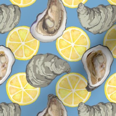 oysters new w lemons gray blue