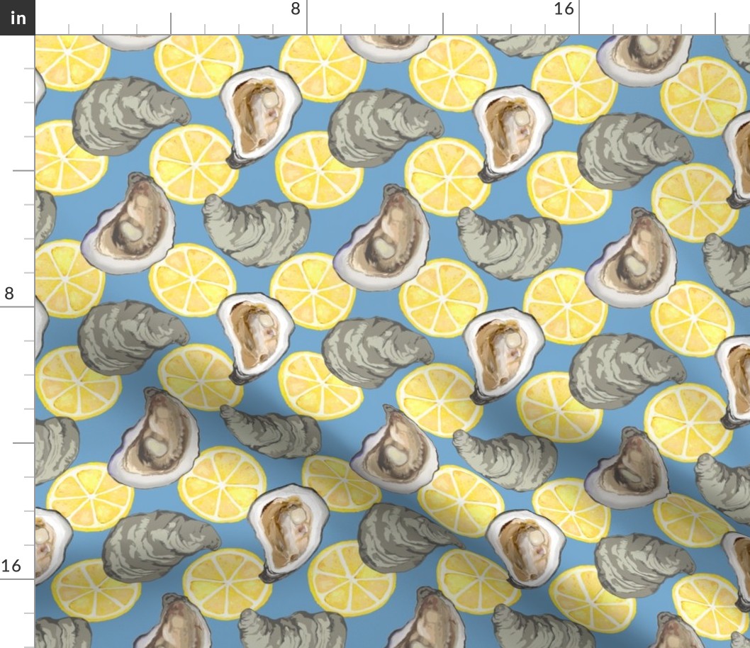 oysters new w lemons gray blue