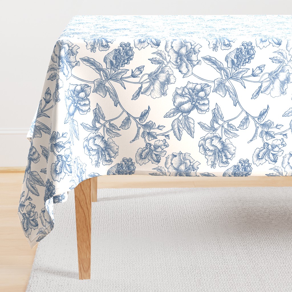 Hibiscus Toile.Blue