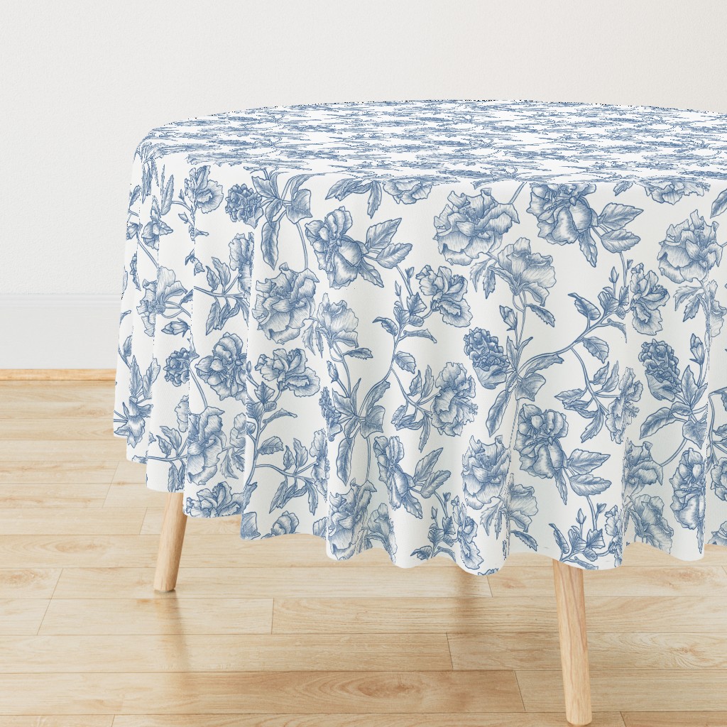 Hibiscus Toile.Blue