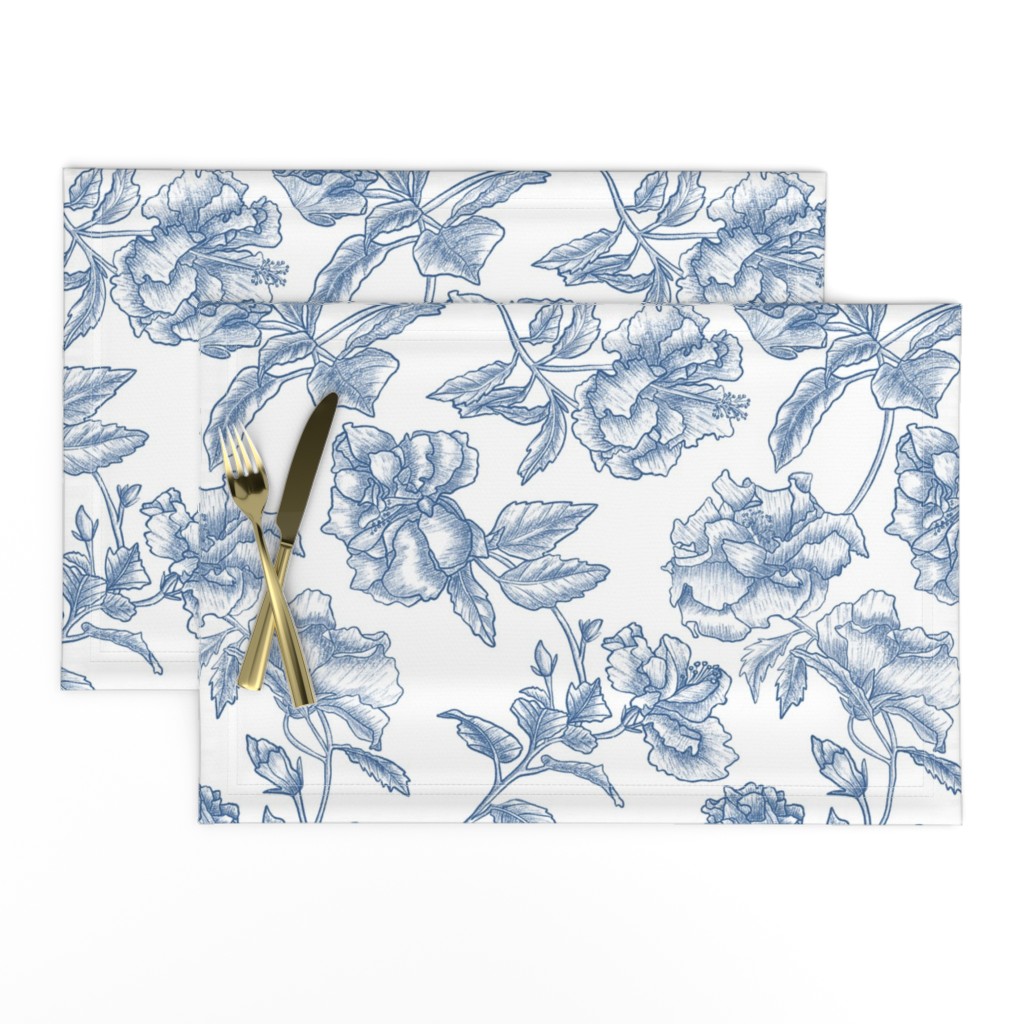 Hibiscus Toile.Blue