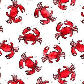 (small scale) crabs - watercolor & ink nautical summer - red  - LAD20