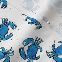(small scale) crabs - watercolor & ink nautical summer - blue - LAD20