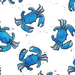 crabs - watercolor & ink nautical summer - blue - LAD20
