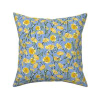 Super Micro Ditsy Buttercups | Warm Blue