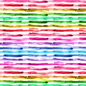 Watercolor Stripes Rainbow - Small Scale
