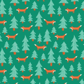 Foxes Between Forest Trees