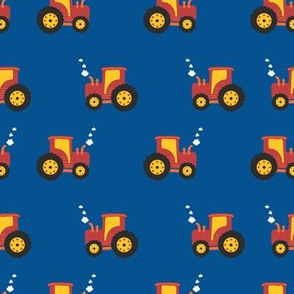 Tractors on Blue