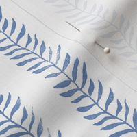 Botanical Block Print in Indigo Blue | Leaf pattern fabric from original block print, plant fabric for garden and coastal decor.
