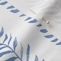 Botanical Block Print in Indigo Blue (large scale) | Leaf pattern fabric from original block print, plant fabric, garden and coastal decor.