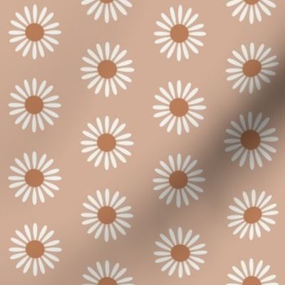 retro daisy fabric - sweet floral daisy design - sfx1213 almond