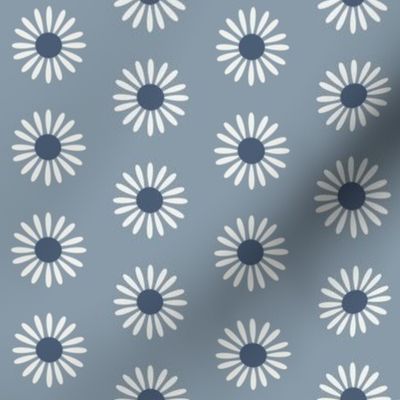 retro daisy fabric - sweet floral daisy design - sfx4013 denim